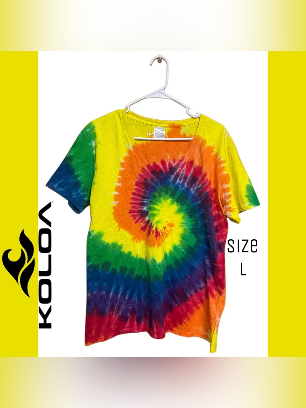 🌈 Retro Surf Tie Dye Tee | Koloa Surf Co Rainbow Wave Shirt L